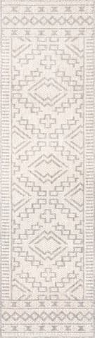 Isolated view of Grey Runner Moroccan Diamond Indoor/Outdoor Rug, showcasing its design