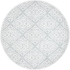 Isolated view of Grey Round Wrought Iron Trellis Rug, showcasing its design