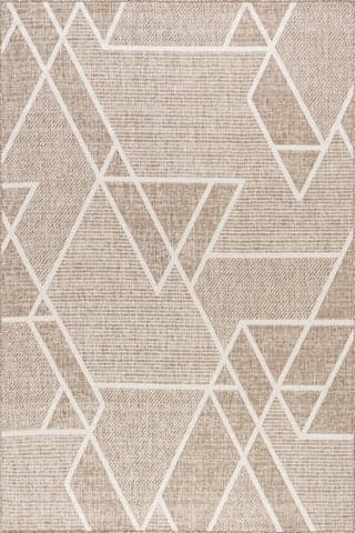 Isolated view of Beige Rectangle Sarai Geometric Shapes Indoor/Outdoor Rug, showcasing its design