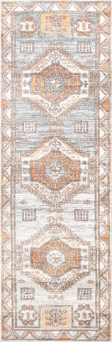 Isolated view of Orange Runner Faded Geometric Rug, showcasing its design