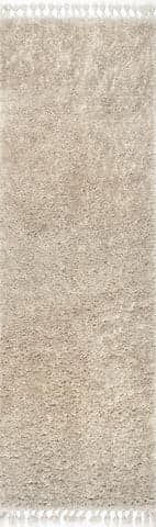 Isolated view of Beige Runner Dream Solid Shag Rug, showcasing its design