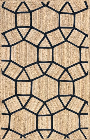 Isolated view of Blue Rectangle Kazia Jute Igloos Rug, showcasing its design