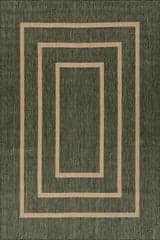 Isolated view of Green Rectangle Thena Modern Bordered Indoor/Outdoor Rug, showcasing its design