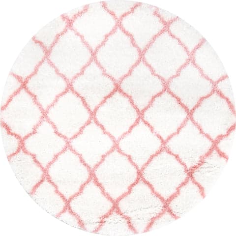 Isolated view of Baby Pink Round Diamond Rug, showcasing its design