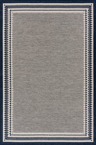 Isolated view of Navy Rectangle Loenya Modern Bordered Indoor/Outdoor Rug, showcasing its design