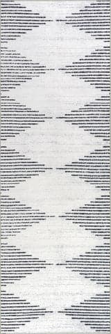 Isolated view of White Runner Diamond Pinstripes Spill Proof Washable Rug, showcasing its design