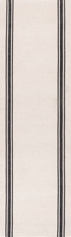 Isolated view of Ivory Runner Sally Cotton Bordered Rug, showcasing its design