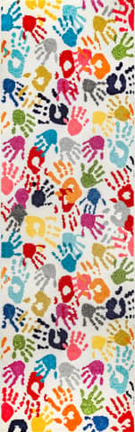 Isolated view of Multicolor Runner Handprint Collage Rug, showcasing its design