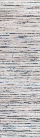 Isolated view of Blue Runner Faded Denim Stripes Rug, showcasing its design