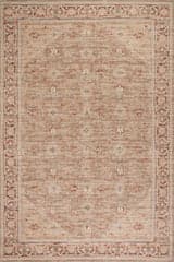 Isolated view of Beige Rectangle Ankhe Traditional Bordered Rug, showcasing its design
