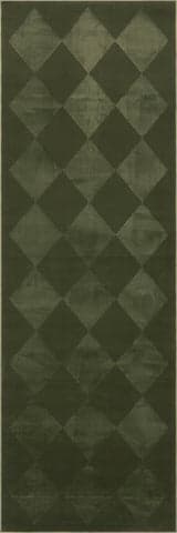 Isolated view of Green Runner Mynra Diamond Plush Textured Washable Rug, showcasing its design