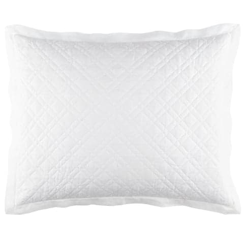 Washed Linen Quilted Sham | White