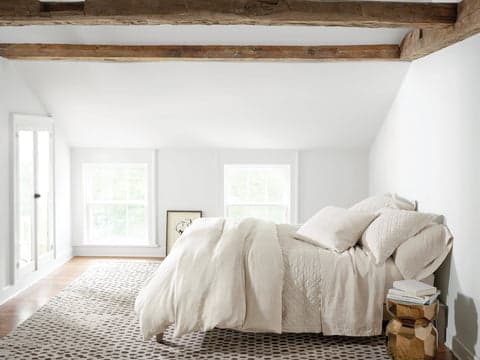 Washed Linen Quilted Sham | Natural