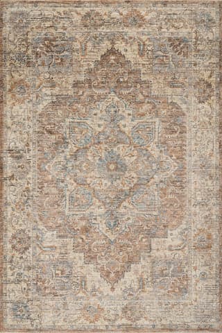 Isolated view of Brown Runner Meilin Traditional Vintage Floral Rug, showcasing its design
