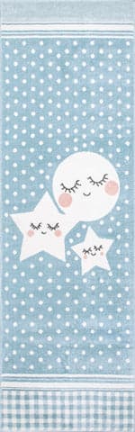 Isolated view of Blue Runner Night Sky Nursery Rug, showcasing its design