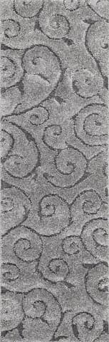Isolated view of Dark Grey Runner Vine Swirls Rug, showcasing its design