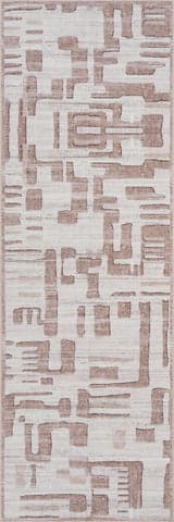 Isolated view of Ivory Runner Janatha Moroccan Abstract Washable Rug, showcasing its design