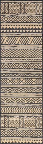Isolated view of Charcoal Runner Striped Banded Indoor/Outdoor Rug, showcasing its design