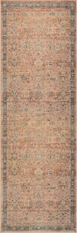 Isolated view of Peach Runner Mirelda Traditional Bordered Washable Rug, showcasing its design