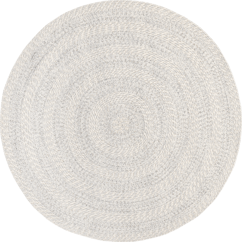 Isolated view of Ivory Round Braided Texture Indoor/Outdoor Rug, showcasing its design