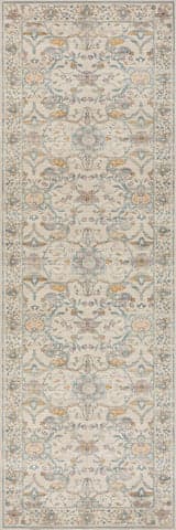 Isolated view of Beige Runner Alinae Floral Washable Rug, showcasing its design