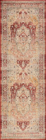 Isolated view of Red Runner Elarin Traditional Medallion Washable Rug, showcasing its design