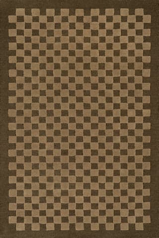 Linthea Modern Checkered Handmade Wool Rug | Brown