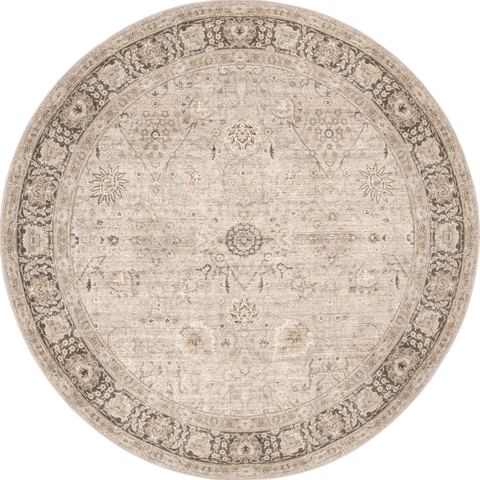 Isolated view of Sand Round Bayberry Vintage Washable Rug, showcasing its design