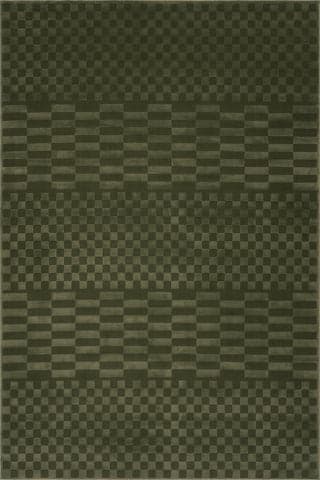 Isolated view of Green Runner Vira Checkered Plush Textured Washable Rug, showcasing its design