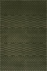 Isolated view of Green Runner Vira Checkered Plush Textured Washable Rug, showcasing its design