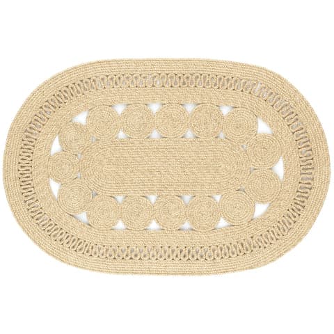 Reef Handwoven Indoor/Outdoor Oval Rug | Natural
