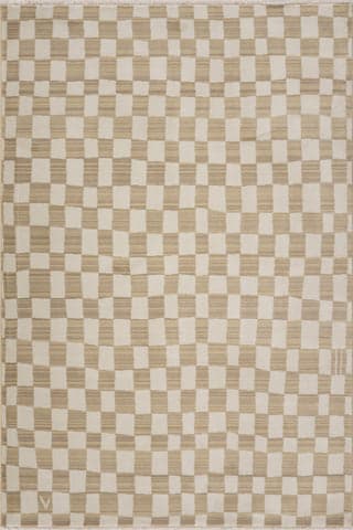 Isolated view of Beige Rectangle Rasali Checkered Box Rug, showcasing its design