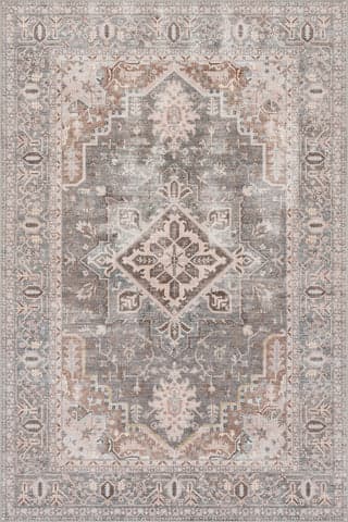Isolated view of Grey Rectangle Oryl Medallion Traditional Rug, showcasing its design
