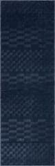 Isolated view of Blue Runner Vira Checkered Plush Textured Washable Rug, showcasing its design