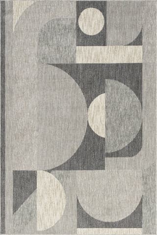 Isolated view of Dark Grey Rectangle Salia Renewed Moons Rug, showcasing its design
