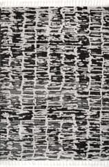 Isolated view of Light Grey Rectangle Textured Abstract Tasseled Rug, showcasing its design