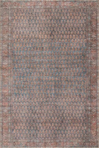 Isolated view of Rust Rectangle Ferelith Vintage & Distressed Washable Rug, showcasing its design