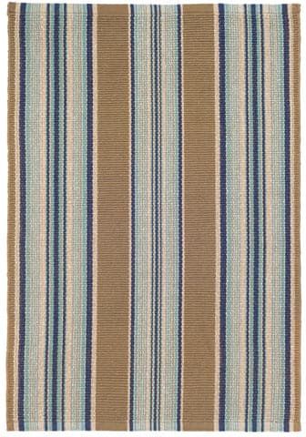 Heron Stripe Handwoven Cotton Rug | Blue