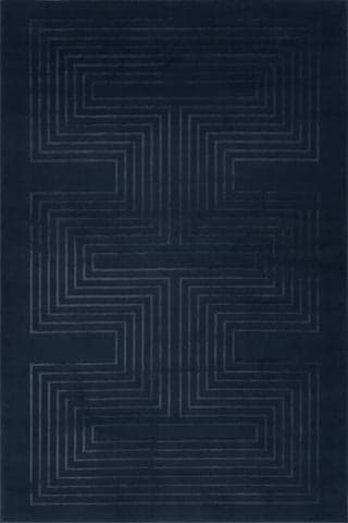 Isolated view of Blue Rectangle Krya Geometric Plush Textured Washable Rug, showcasing its design