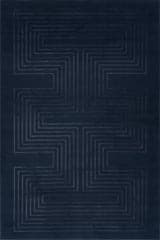 Isolated view of Blue Rectangle Krya Geometric Plush Textured Washable Rug, showcasing its design
