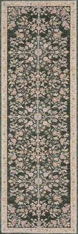 Isolated view of Green Runner Lunaven Traditional Floral Indoor/Outdoor Rug, showcasing its design