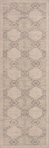 Isolated view of Green Runner Sahi Traditional Diamond Washable Rug, showcasing its design