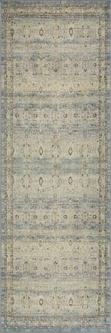 Isolated view of Blue Runner Tavara Traditional Bordered Washable Rug, showcasing its design