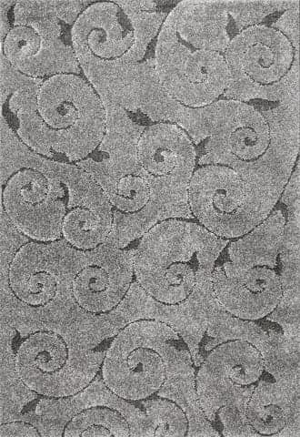 Isolated view of Dark Grey Rectangle Vine Swirls Rug, showcasing its design