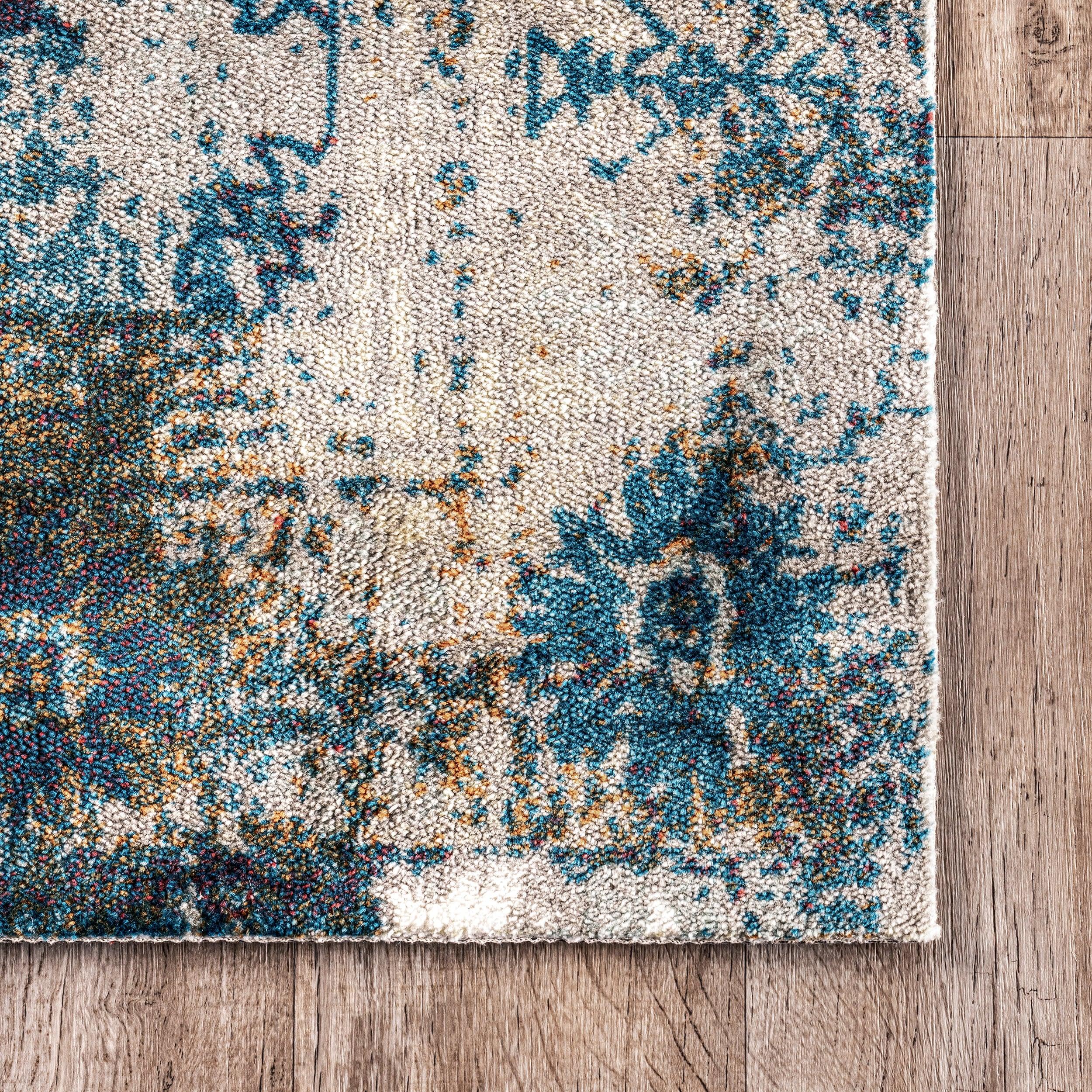 Bleached Frame Rug | Blue – Rugs USA