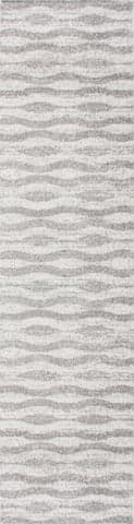 Isolated view of Grey Runner Geometric Waves Rug, showcasing its design