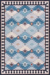 Isolated view of Blue Rectangle Jasdin Southwestern Washable Rug, showcasing its design