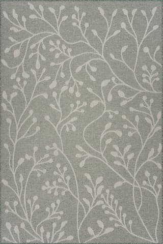 Isolated view of Green Rectangle Sablea Modern Floral Indoor/Outdoor Rug, showcasing its design