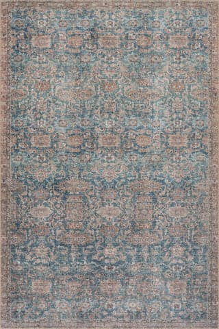 Isolated view of Blue Rectangle Ethellie Vintage & Distressed Washable Rug, showcasing its design
