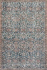 Isolated view of Blue Rectangle Ethellie Vintage & Distressed Washable Rug, showcasing its design